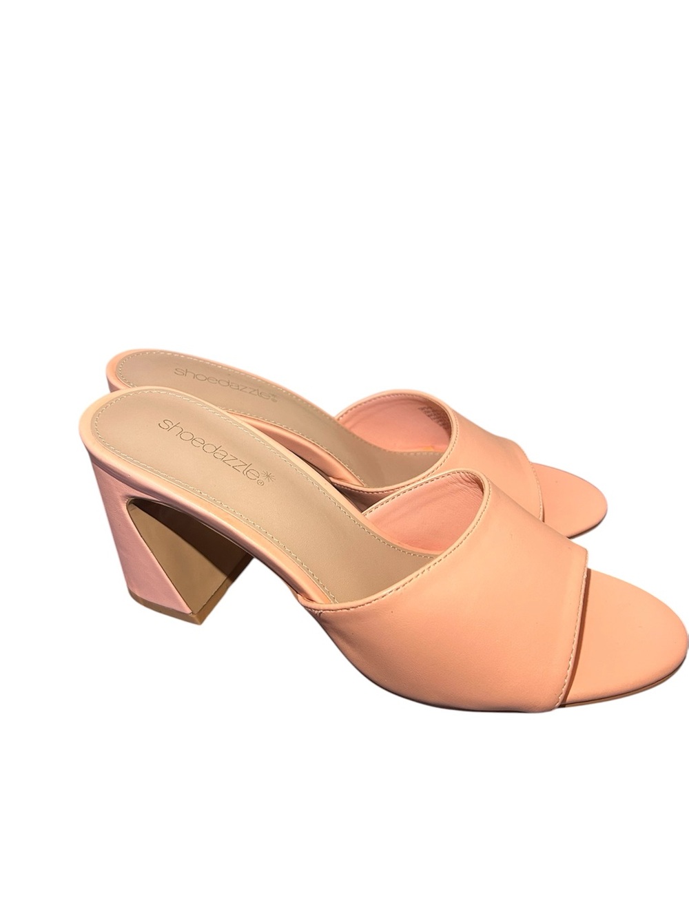 Shoe Dazzle Peach Open-Toe Block Heel Mule